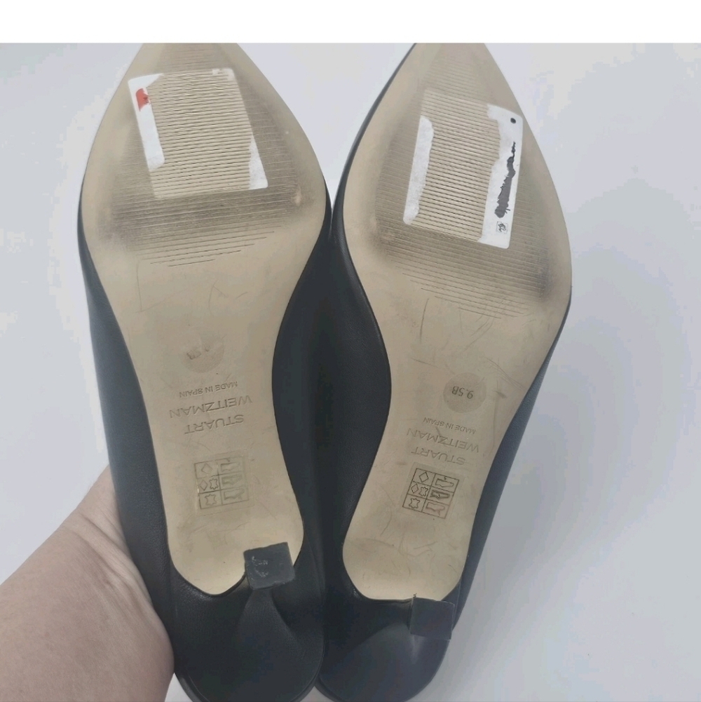 STUART WEITZMAN LEATHER LULA POINTED TOE PUMP IN BLACK 9.5 B MULE - Picture 12 of 14